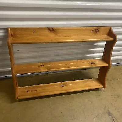 £64.90 • Buy Vintage Pine Wooden Plate Rack Display Shelf Wall Mounted 3 Tiers Waterfall