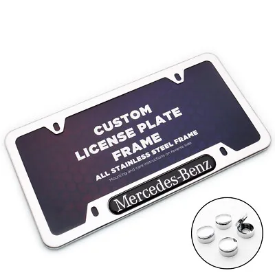 Chrome Stainless Front Rear For Mercedes-Benz Car License Plate Frame Cover Gift • $19.99