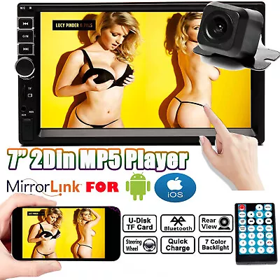 Double 2 Din IN Dash Car Stereo 7  Video MP5 Camera Mirror Link For Android GPS • $50.40