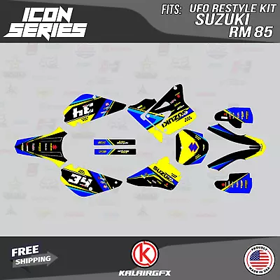 Graphics Kit For Suzuki RM85 (2001-2023) UFO RESTYLE Icon-Yellow • $60.99