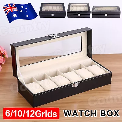 6/10/12Grids Leather Watch Box Organizer Case Jewelry Display Storage Showcase • $19.95