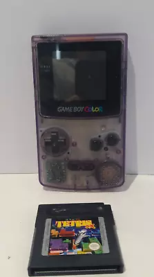Nintendo Gameboy Colour Console Atomic Purple Clear Tested And Working + 3 Games • £70