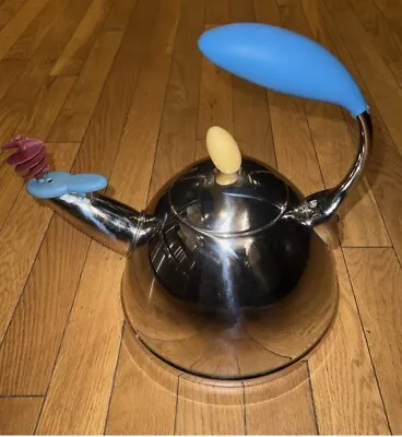 Vintage Michael Graves Teapot Tea Kettle Whistle Spinning 18-10 Stainless Steel • $24