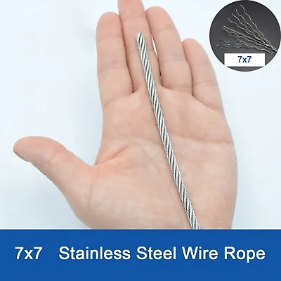 Stainless Steel Wire Rope Metal Cable Rigging 7x7 0.3mm 0.4mm 0.5mm 0.6mm 0.8mm • $7.25