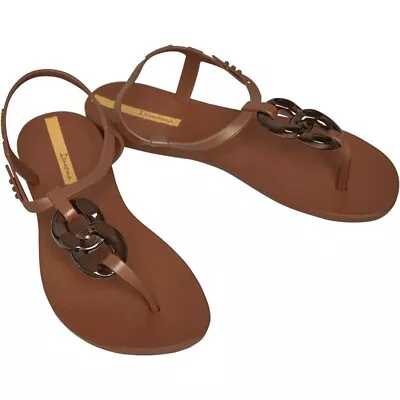 Ipanema Womens Connect Sandal Brown Bronze Flat Sandals Shoes UK Size 8 EU 41-42 • £26