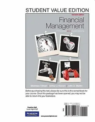 $107.99 • Buy Financial Management Principles And Applications By Titman Student Value Edition