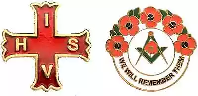 Masonic Conclave Red Cross Badge And Masonic We Will Remember Enamel Badge • £9.99