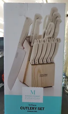 Martha Stewart 14 Pc - Stainless Steel Cutlery Knife Set With Ash Wood Block • $49.99