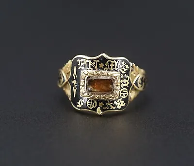 Victorian Mourning Ring Size 6 Antique 18k Yellow Gold  In Memory Of  RG4022 • $2162.04