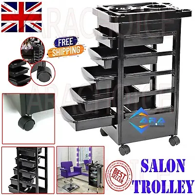 New Hair Dresser Salon  Barber Beauty Storage Trolley 5 Drawers Movable Spa Cart • £49.95