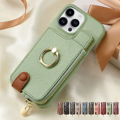 For IPhone 15 Pro Max/14/13/12/11/XR Flip Back Zipper Card Wallet Case With Ring • $22.99