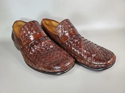 MAGNANNI Men's Woven Leather Loafers Dress Shoes Size 9.5 Made In Spain • $89.99