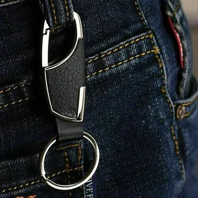 Men Silver Leather Car Keyring Keychain Key Chain Ring Keyfob Tool Accessories • $4.27