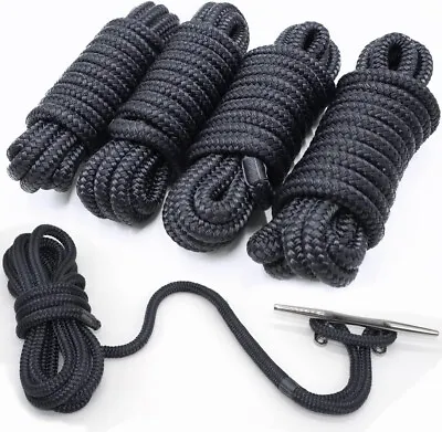 4PCS 5/8 Inch 25FT Double Braid Nylon Dock Line Mooring Rope Boat Work Dock Line • $59.99