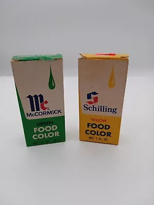 VINTAGE Schilling Food Color Yellow 1972 & McCormick Food Color Green 1974 • $11.89