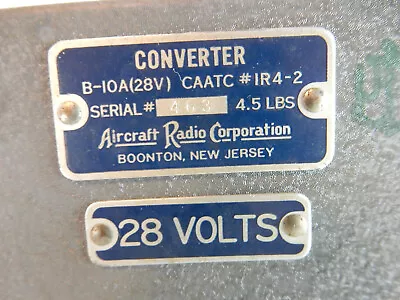 Aircraft Radio Corporation ARC Converter B-10A Vacuum Tube WWII 28 Volts USA • $49