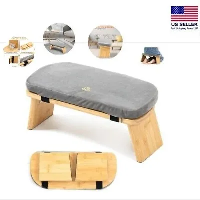 Sporting Bamboo Meditation Bench Folding Yoga Stool Pillow Carrying Bag GRAY USA • $69.95