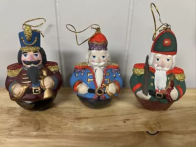 Vintage Set Of 3 Handpainted 4  Ceramic Christmas Toy Soldier Nutcrackers Roly • $29.95