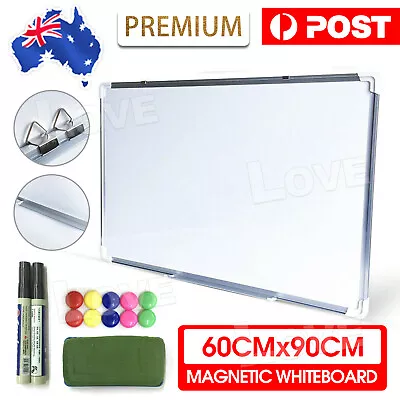 90X60CM Portable Magnetic Home And Office Board Whiteboard Marker Eraser Button • $39.95