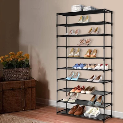 $27.93 • Buy Artiss Shoe Rack 10-Tier (50 Pair) DIY Shoes Organiser Stackable Stand Black Foo
