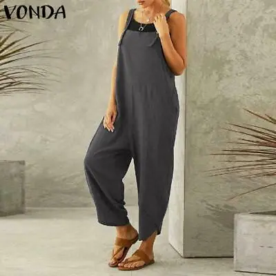 $25.89 • Buy Womens Overalls Dungarees Tops Loose Buttons Trousers Ladies Pockets Jumpsuit AU