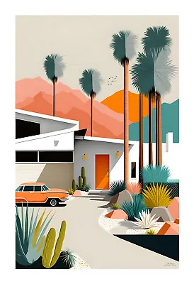 1960s Mid Century Modern Palm Springs Pop Art Print Vp2 • $19.99