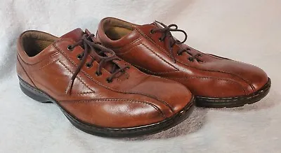 Born Mens Derby Shoes Brown Leather Lace Up Slip Resistant Round Toe 10E • $19.99