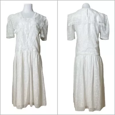 Gunne Sax By Jessica McClintock Vintage Midi Victorian Dress White 5/6 • $124