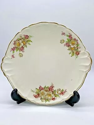 £10.99 • Buy Vintage Bovey Pottery Pretty Gilt Edged Wild Rose Patterned Serving/Cake Plate 