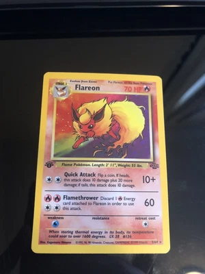 $24 • Buy Pokemon TCG WOTC Card English 1st Edition Holo Rare Flareon Jungle Set 3/64