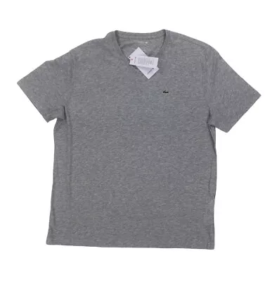 $29.99 • Buy NEW Lacoste Short Sleeve V-Neck Regular Fit Pima T Shirt Tee Gray Mens TH6604