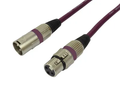 XLR To XLR Mic Lead 3pin Male To Female Purple Cable In Choice Of Length • £5.95