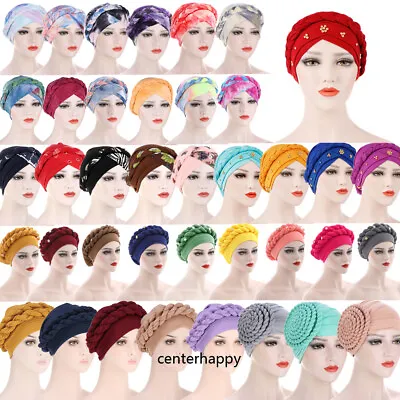 Women Muslim Cancer Braid Chemo Cap Hijab Bonnet Hair Loss Hat Turban Head Scarf • $8.12