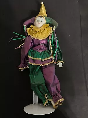 Mardi Gras Jester Porcelain Dolls 17 In Tall By 7 In On Stand • $24.88
