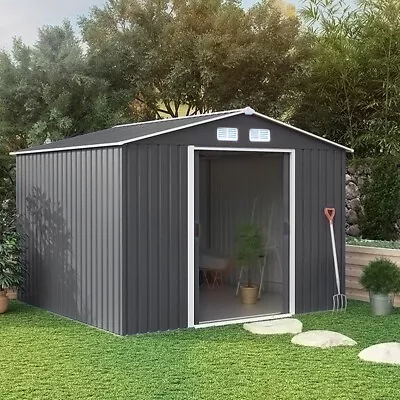 Metal Shed 8 X 4 8 X 6 8 X 8 10 X 8 Garden Storage Sheds Tools House With Base • £275.95