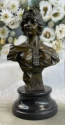 Zora Art Deco Female Bronze Bust Sculpture Statue By Emmanuel Villanis • $174.50