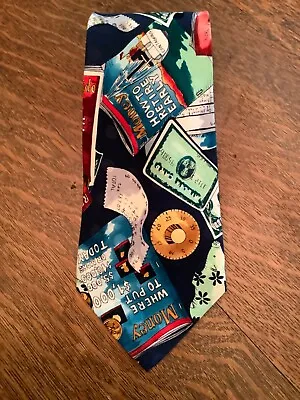 Novelty Vintage NICOLE MILLER Neck Tie  How To Retire Early   Multicolor • $10