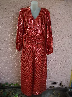 Raishma Red & Orange Sequinned Fully Lined Maxi Evening Dress-sz 18 Bnwt • $65