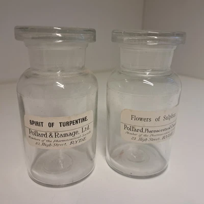£32.50 • Buy Vintage Clear Glass Apothecary Pharmaceutical Chemist Bottles Glass Stoppers