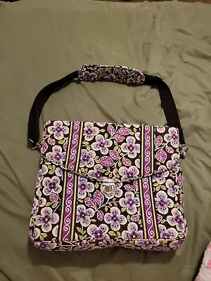 Vera Bradley Laptop Bag In Plum Petals Shoulder Briefcase Messenger Bag • $8.56