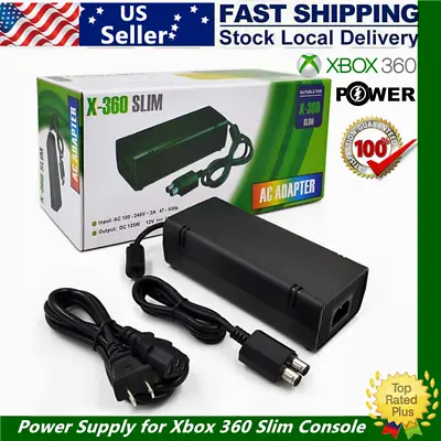 Fits Xbox 360 Slim Power Supply Brick Charger Adapter Cable Cord 360 S Console A • $17.99