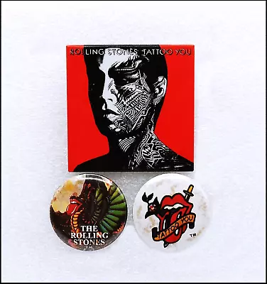 Rolling Stones Lot Of 3 Vintage Buttons Pins Badges Smash Tattoo You • $23.95