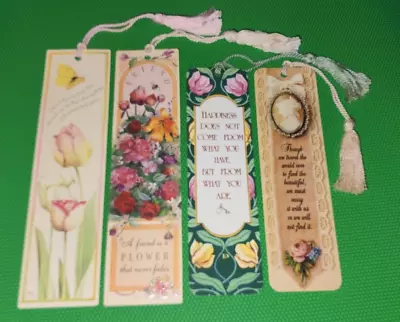 Lot Of 4 Vintage 1990s Quality Artworks Bookmarks Tassel Flowers Inspiration • $15