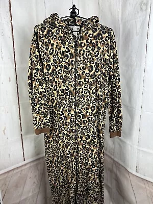 Just Be Adult Jumpsuit Ladies Animal Print Full Zip With Hood Size L • £24.13