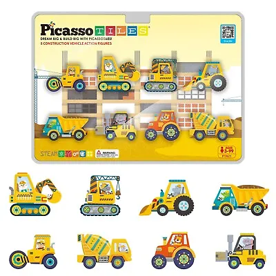 PicassoTiles 8pc Magnet Building Tile Blocks Addon 8 Magnetized Action Figures • $12.99