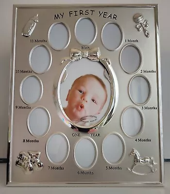 Photo Frame - My First Year - Silver Plated Holds 13 Photos  * Baby New Gift * • £15.99