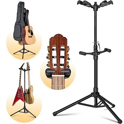 Double Guitar Stand Floor Holds Two Instruments Universal Multi Guitar Holder... • $65.69