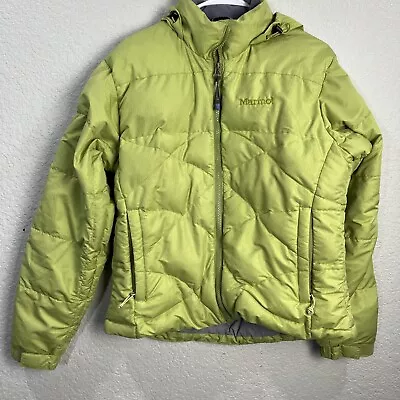 Marmot Coat Womens Medium Full Zip Green Puffer Pockets Casual Ski Winter Down • $38.88