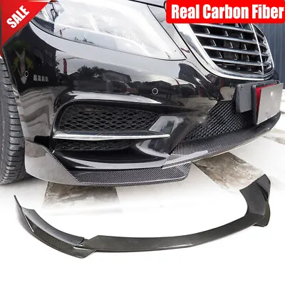 For Benz W222 S400 S550 S600 Sport 2014-17 Real Carbon Front Bumper Lip Spoiler • $759.05