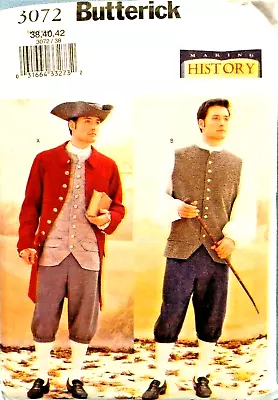 Butterick Pattern 3072 Historical Revolution Costumes Mens Sizes 38 40 42  New • $6.95